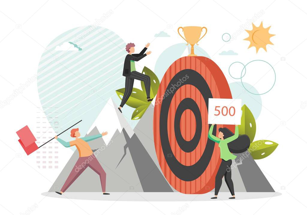 Reach the target concept vector flat style design illustration