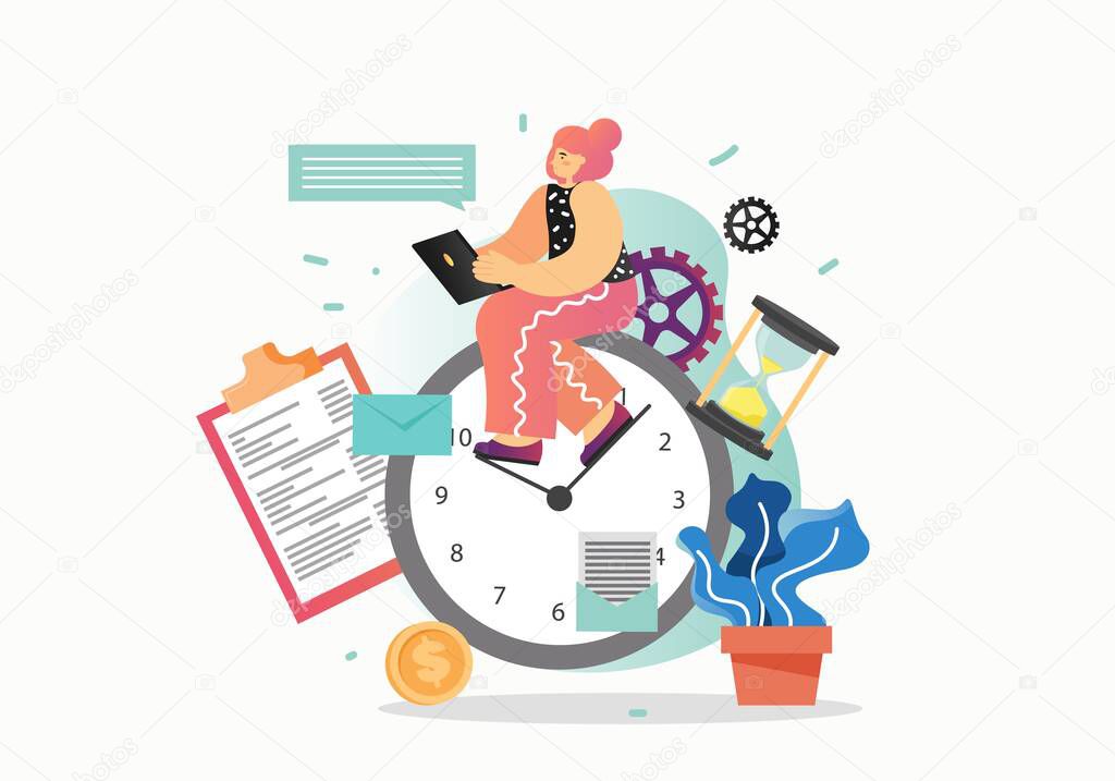 Time management, vector flat style design illustration