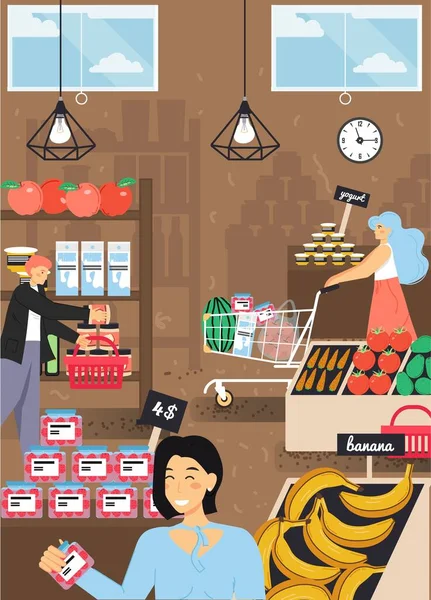 食品店、农贸市场病媒海报模板 — 图库矢量图片
