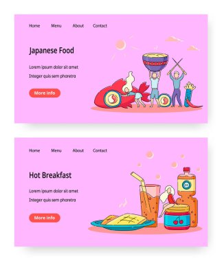 Gıda çevrimiçi vektör web sitesi iniş şablonu ayarlandı