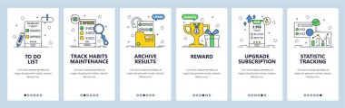 Alışkanlık izleme web sitesi ve mobil uygulama ekran vektör şablonu