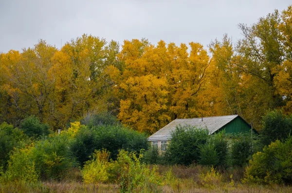 Das alte Haus und der Herbsteinbruch. — Stockfoto
