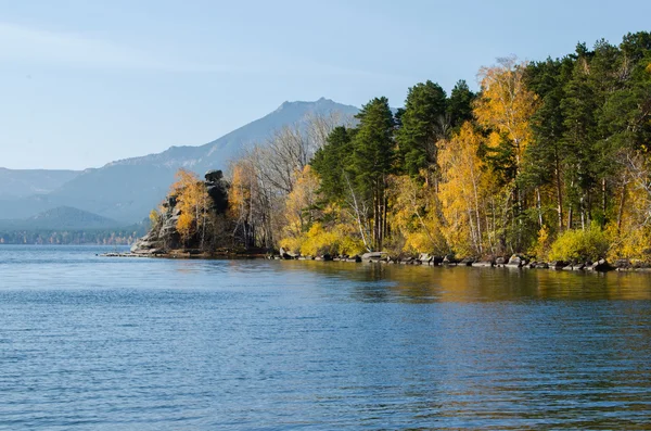 Podzimní les na jezeře. — Stock fotografie