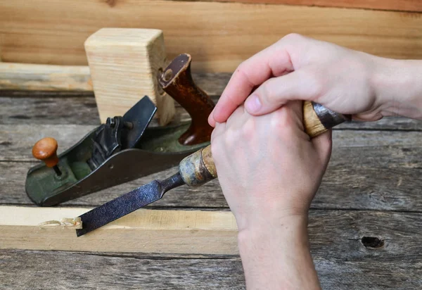 Il legno di latifoglie piallato falegname — Foto Stock