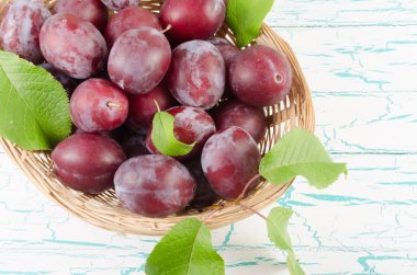 Erik hafif bir arka plan üzerinde bir hasır sepet içinde