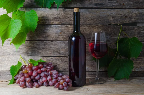 Üzüm asma şarap şişe ve cam şarap ile