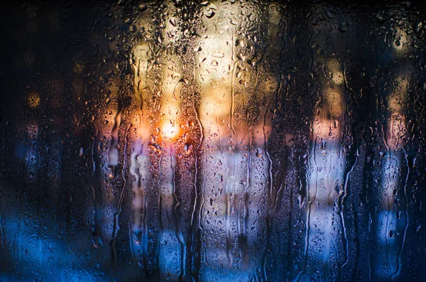 Coucher de soleil dans la forêt à travers le verre brumeux — Photo