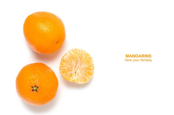 Mandarijnen op witte achtergrond. Gezond en vers fruit. Vitamines in voeding. — Stockfoto