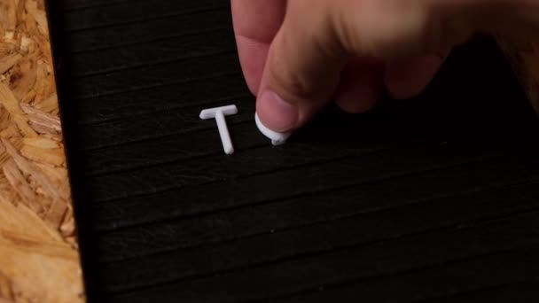 Man Hand Placed White Letters Inscription Top Secret — Stock Video