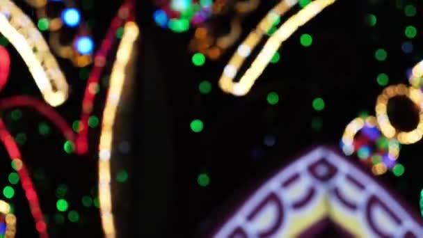 Fundo Natal Abstrato Bokeh Guirlandas Coloridas Árvore Natal — Vídeo de Stock