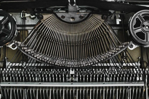 Mechanism of an old typewriter. Retro vintage, steam punk