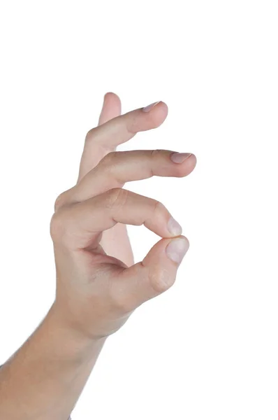 Left human hand shows symbol ok — Stock Photo, Image