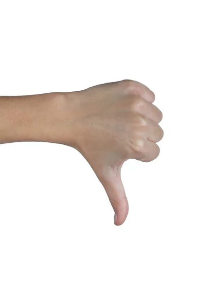 Lidská ruka s velkými prsty nahoru, dolů. Izolovaný — Stock fotografie