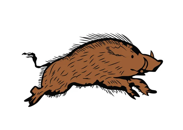 Esboço de javali correndo, ilustração desenhada à mão —  Vetores de Stock
