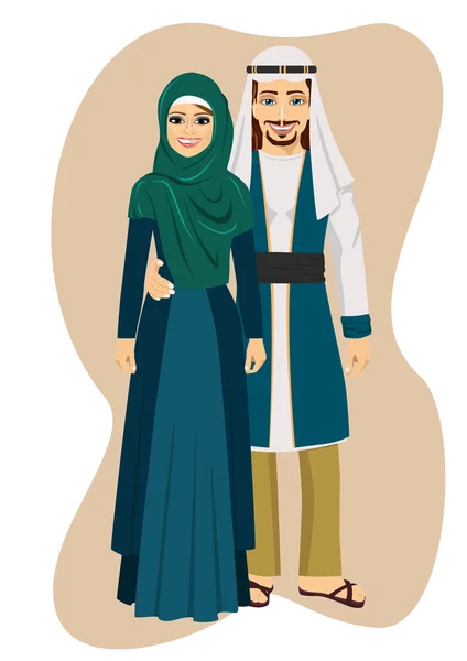 Arab muslimský pár muž a žena — Stockový vektor