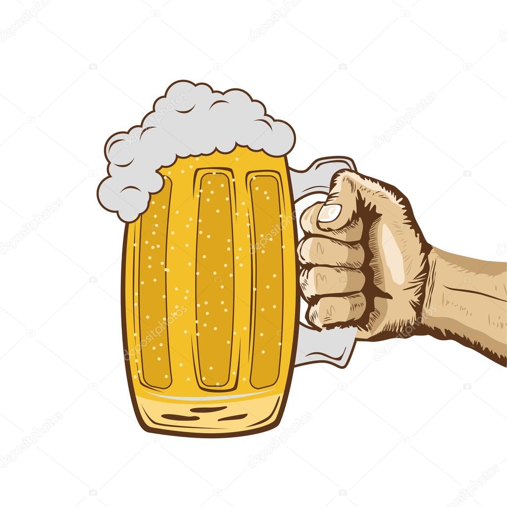 Sketch Of Hand Holding Mug Of Beer Hand Drawn Illustration Over White Background Vector Image By C Flint01 Vector Stock