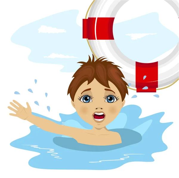 Man to rescue the children from drowning — Stock Vector © ankomando