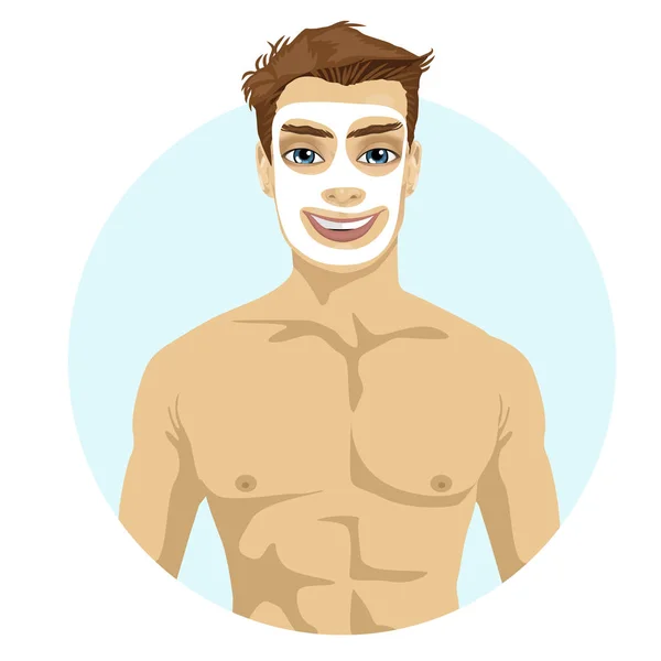 Jeune homme beau avec de la crème sur le visage — Image vectorielle