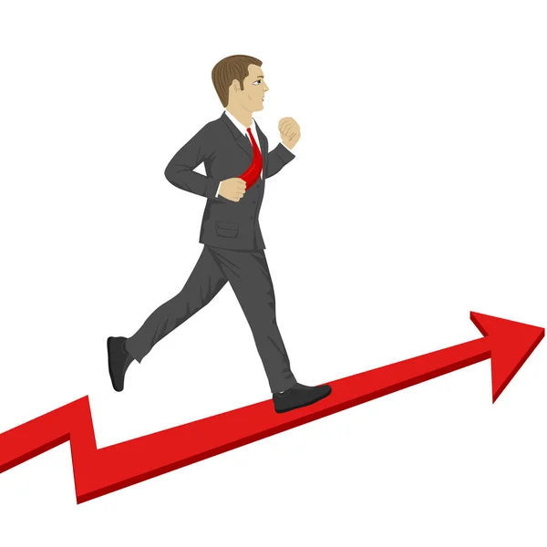 Obchodní muž běží úspěch šipku nahoru. Obchodní růst koncept. — Stockový vektor