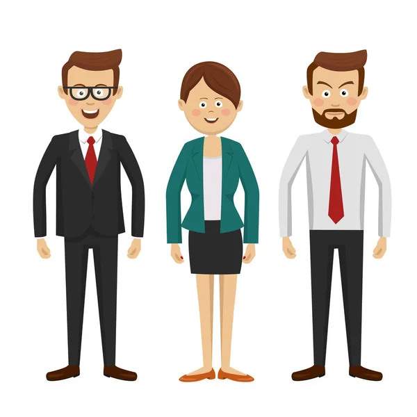 Group of business people standing full length on white — Stock Vector