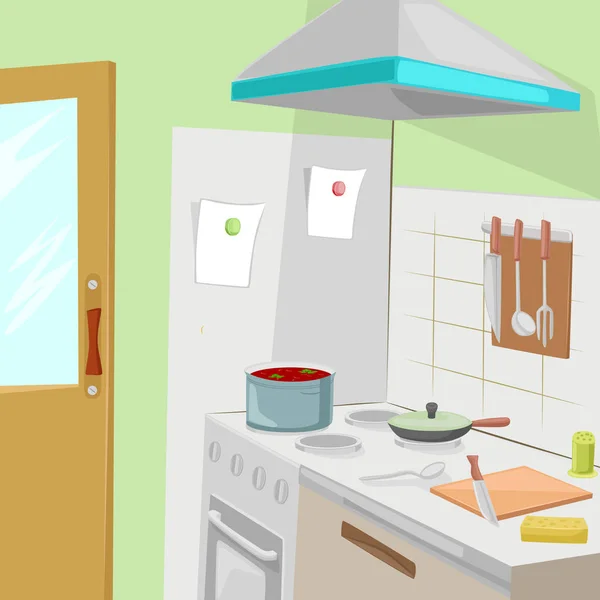 Kuchyně s nábytkem. Útulnou kuchyň interiér — Stockový vektor