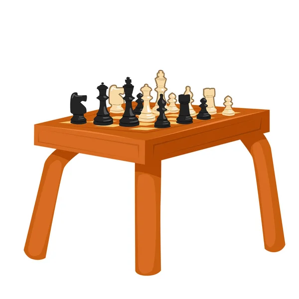Mesa de ajedrez de madera aislada sobre fondo blanco — Vector de stock