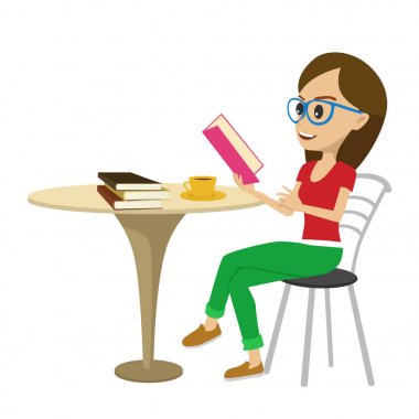 Masada ilginç kitap okuma gözlüklü kız öğrenci