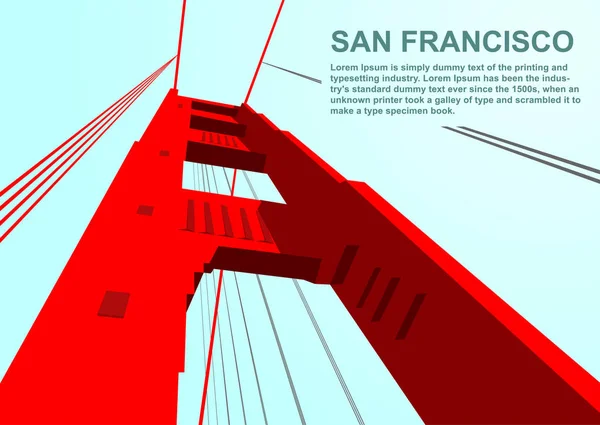 Vista dal basso del Golden Gate Bridge di San Francisco — Vettoriale Stock