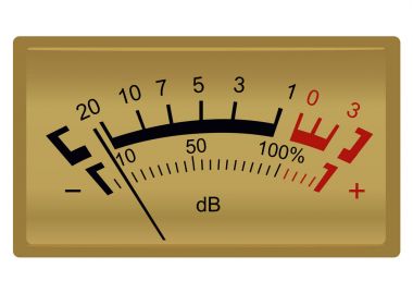 Retro stereo decibel meter isolated on white background clipart
