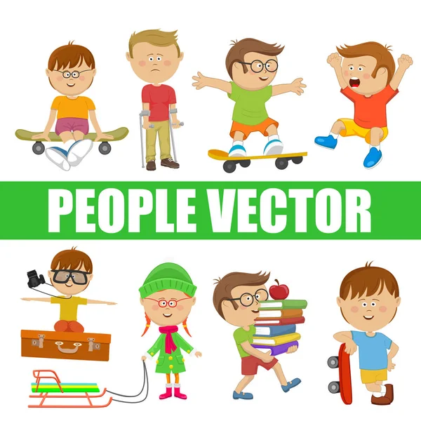 Niños. Vector de personas con varios caracteres — Vector de stock