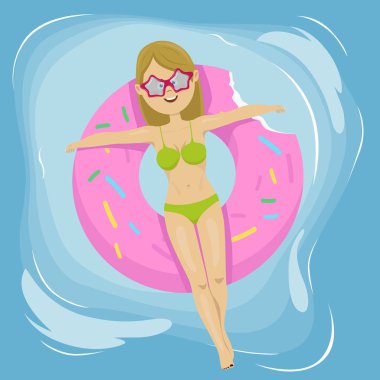 Genç kadın serpilir çörek float yalan