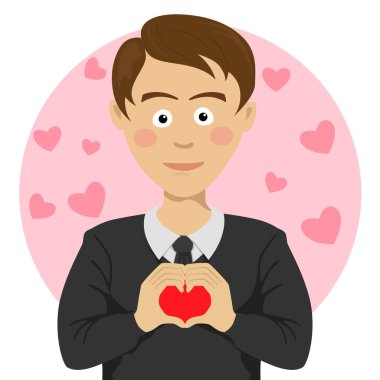 Genç çocuk kalp şekli işaret yapma