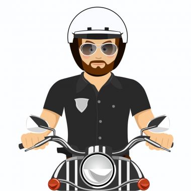 Brutal bearded police officer riding a motorcycle clipart