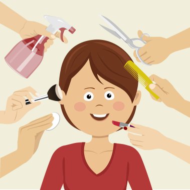 Genç kadın güzellik hizmetleri daha fazla el ile alma