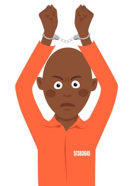 Onun Merkez over kelepçe ile genç Afro-Amerikan mahkum