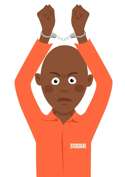 Jeune prisonnier afro-américain menotté sur la tête — Image vectorielle