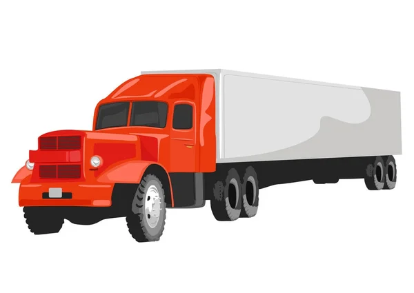 Μεγάλο κόκκινο φορτηγό όχημα σε λευκό φόντο — Διανυσματικό Αρχείο