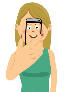 Mutlu kadın selfie fotoğraf çekimi