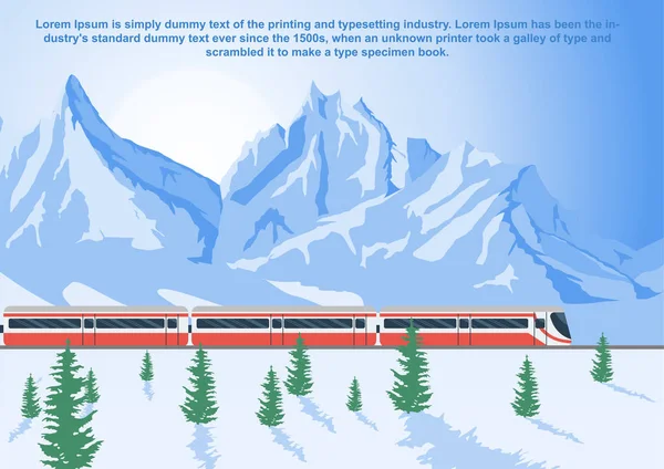 Sightseeing tåg körs i bergen, på Glacier Express på vintern — Stock vektor
