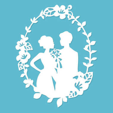 Vintage siluet düğün damat gelin çelenk çerçeve