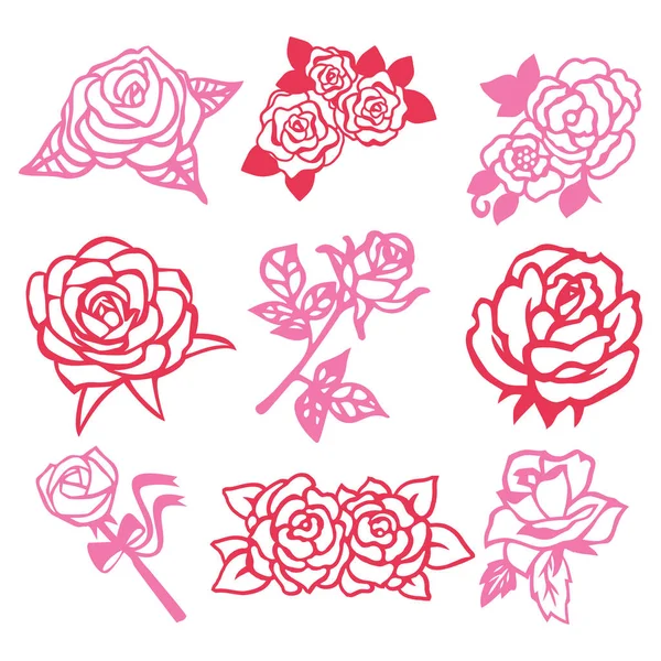 Ensemble de papier filigrane rose vintage — Image vectorielle
