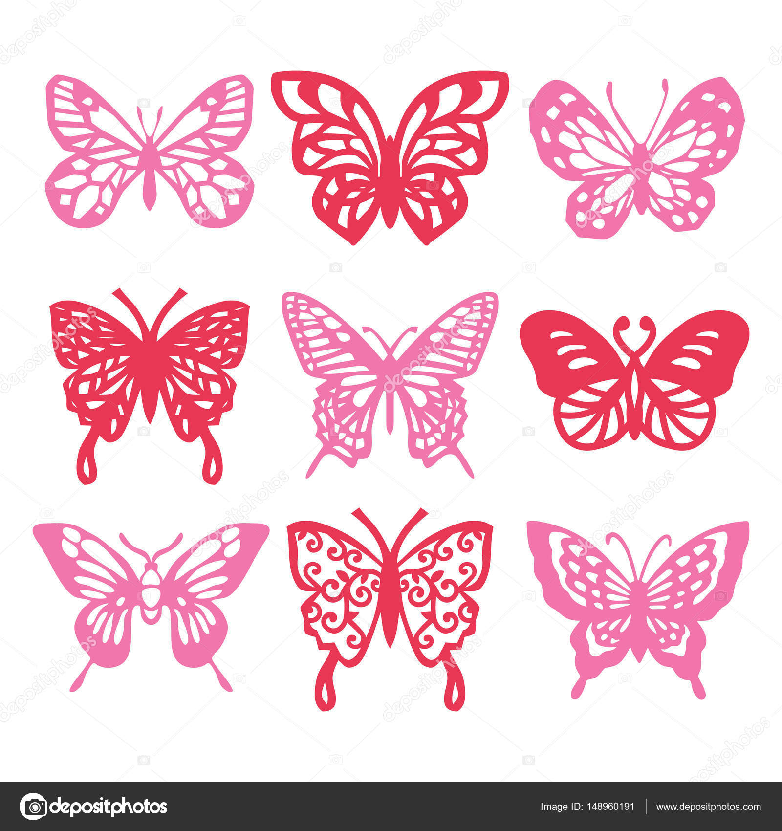 Download Siluetas de borboletas | Conjunto de filigrana mariposa ...