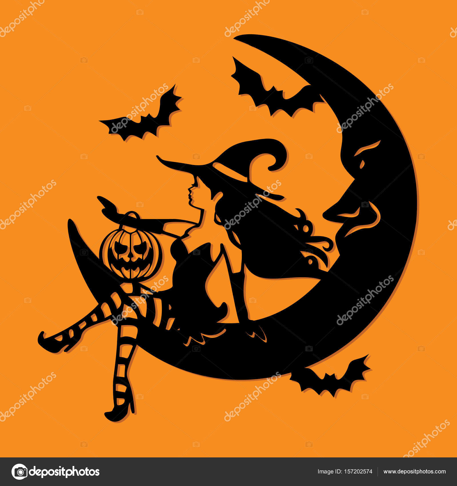 Download Sexy Witch Moon Halloween Silhouette — Stock Vector ...