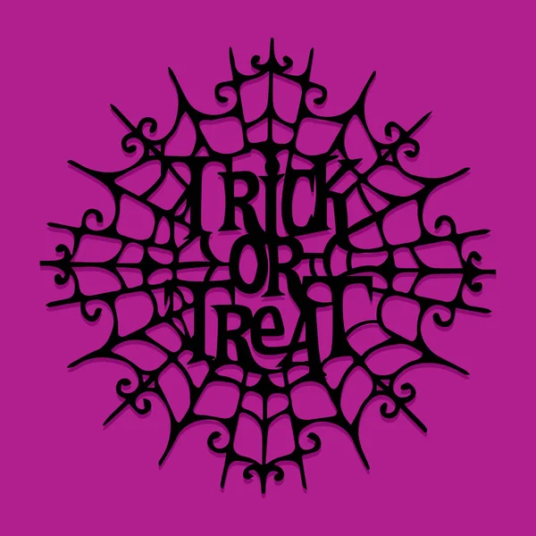 Paper Cut Silhouette Halloween Trick Or Treat Vintage Spider Web — Stock Vector