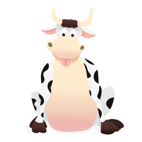 Vaca Leite dos desenhos animados sentada — Fotografia de Stock