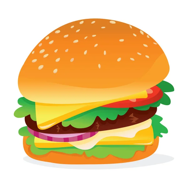 かわいい漫画のハンバーガー — ストック写真