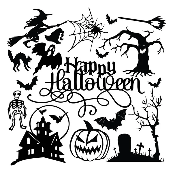 Ensemble de silhouette de papier fantasmagorique Halloween — Photo