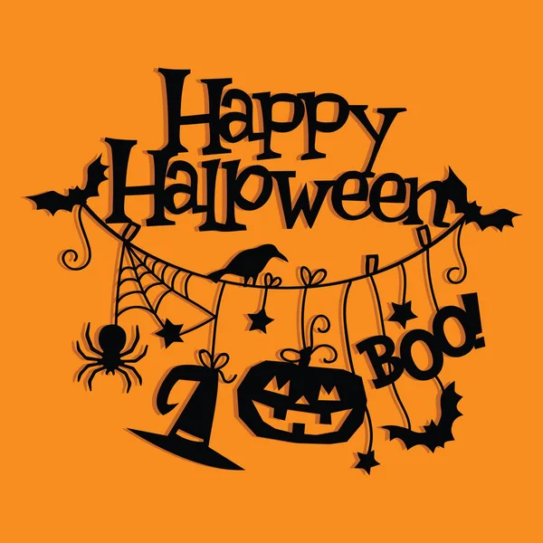 Vintage Happy Halloween Décorations suspendues Découpe de papier — Image vectorielle
