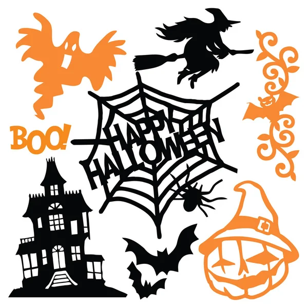 Ensemble de silhouette de papier Halloween Eerie — Image vectorielle
