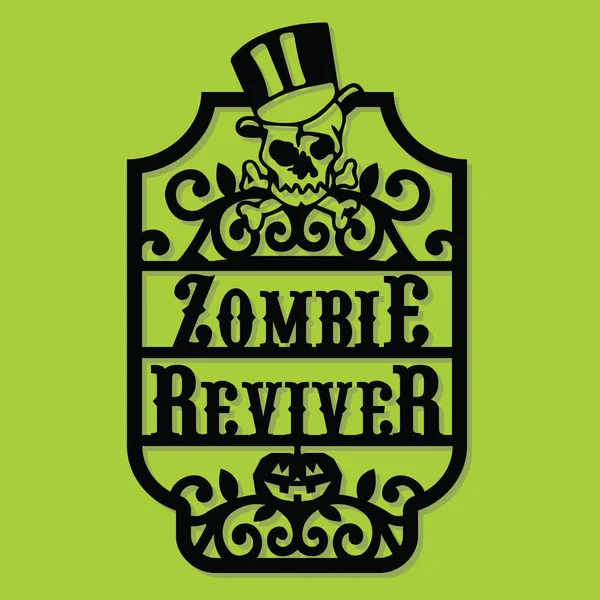 Silhouette de papier Halloween Zombie Reviver Vintage Frame Labe — Image vectorielle